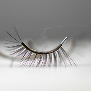 A close-up of a single pair of false eyelashes with a strong magnetic field emanating from them.