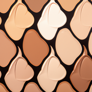 A close-up of a variety of different foundation shades arranged in a gradient pattern.
