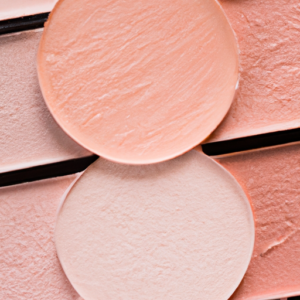 A close-up of a variety of blush shades arranged in a fan pattern.