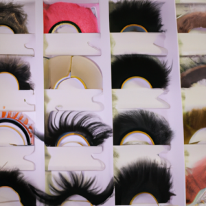 A close-up of a variety of false eyelashes in different styles, shapes, and colors.