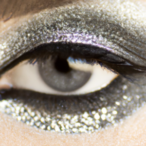 Suggestion: A close-up of a black and silver smokey eye.