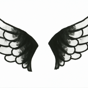 A pair of wings made up of eyeliner strokes.
