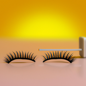 A pair of eyelashes with a magnetic field in the background.