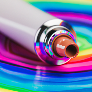 A close-up of a tube of concealer surrounded by a rainbow of colors.