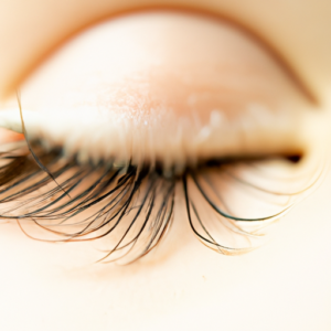A close-up of an eyelash curling up.