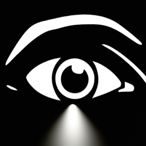 Suggestion: An eye-shaped silhouette of a face with a bright light shining from within the eye.